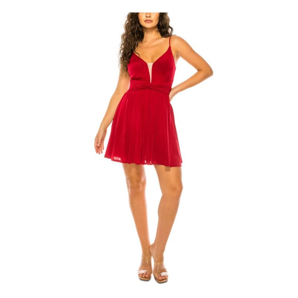 B DARLIN Red Stretch Spaghetti Strap Short Dress 13/14